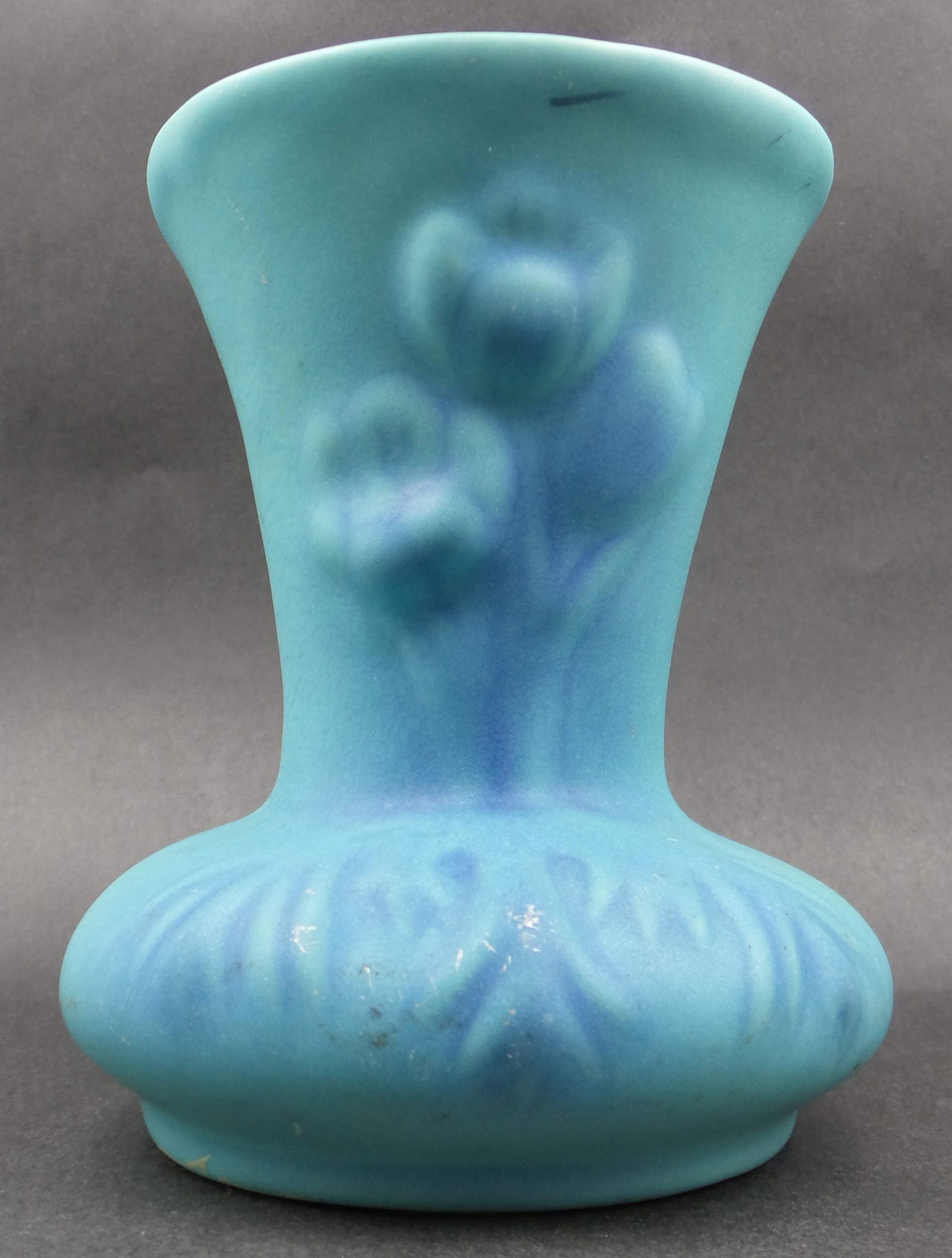 Beautiful Vintage VAN BRIGGLE Bluish-Green Glazed Flower Art Pottery Vase (1 of 9)