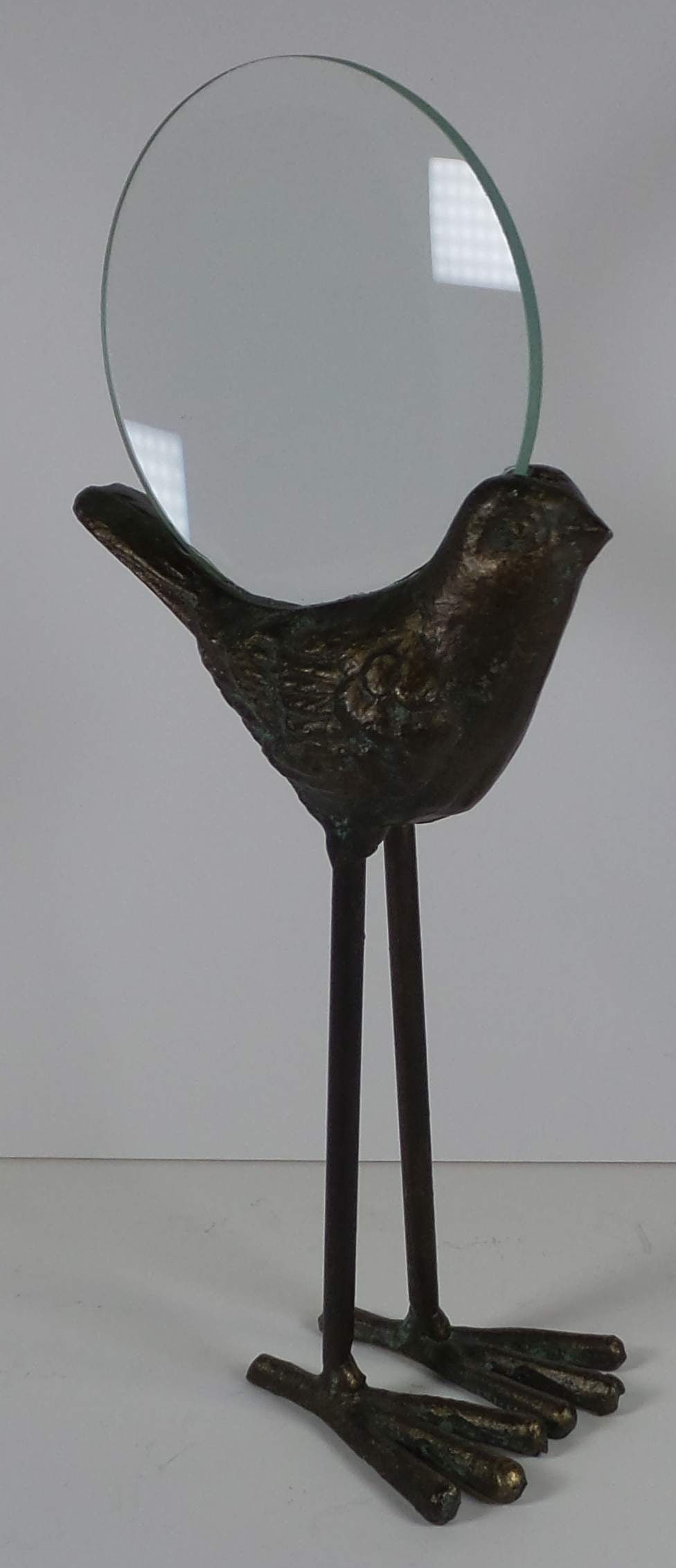 Unusual Vintage Mcm Cast Metal & Glass Sparrow Magnifying Magnifyng