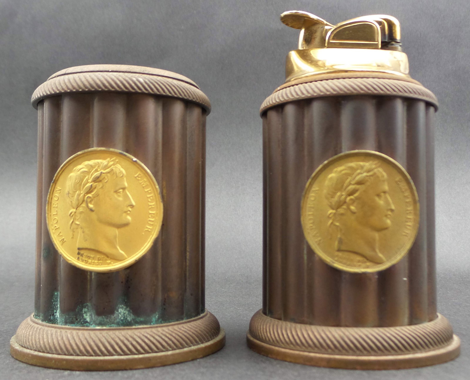 Luxurious Vintage English HALCYON DAYS Napoleon London Bronze Table Lighter & Cigar Holder Set (1 of 9)