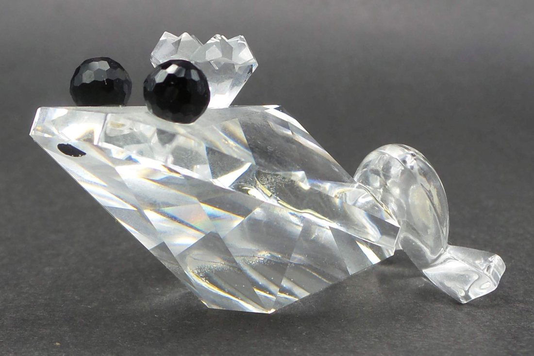 Vintage Pre-1989 Discontinued SWAROVSKI Silver Crystal Crowned Frog Figurine (1 of 9)