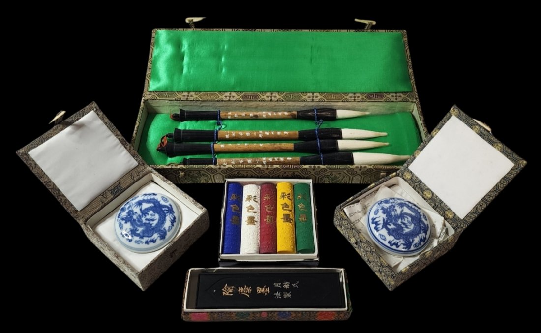 Vintage Chinese Calligraphy Set /w Brushes, Ink, etc. (1 of 9)