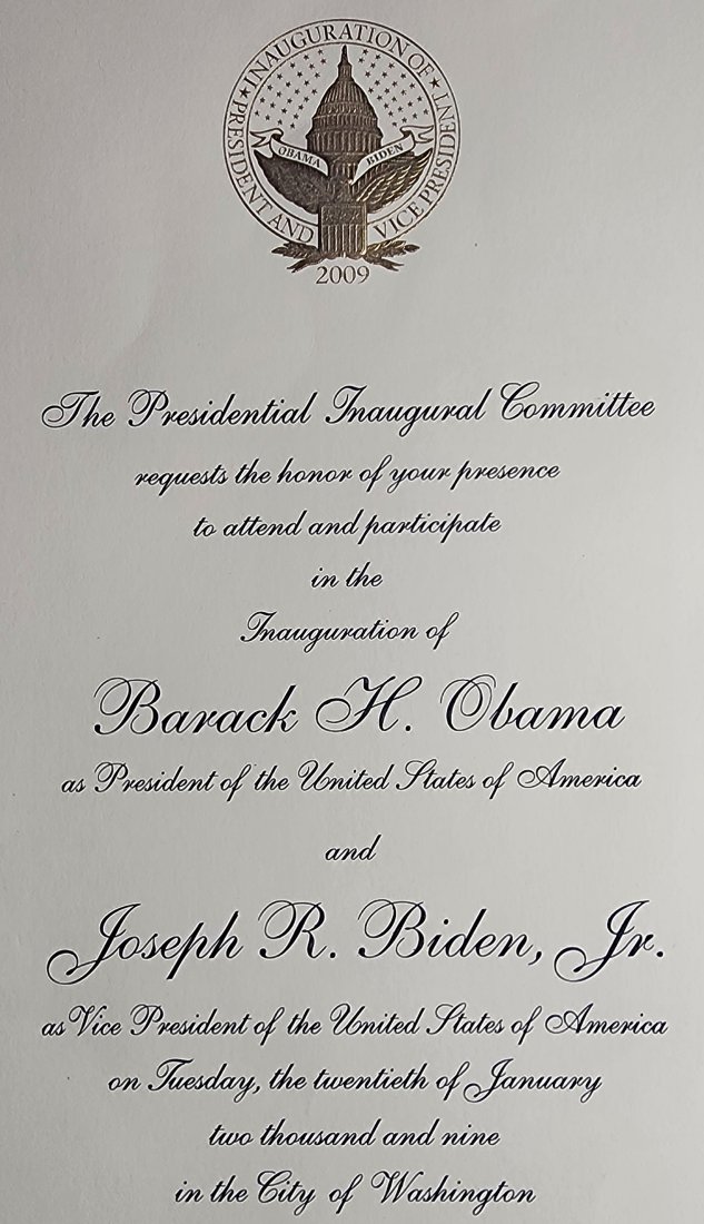Original Invitation to the Presidential Inauguration of BARACK OBAMA & JOSEPH BIDEN (1 of 5)