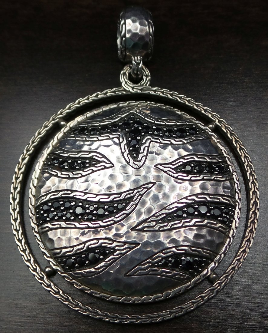 Large Vintage JOHN HARDY Sterling Silver & Black Onyx Enhancer Pendant (1 of 9)