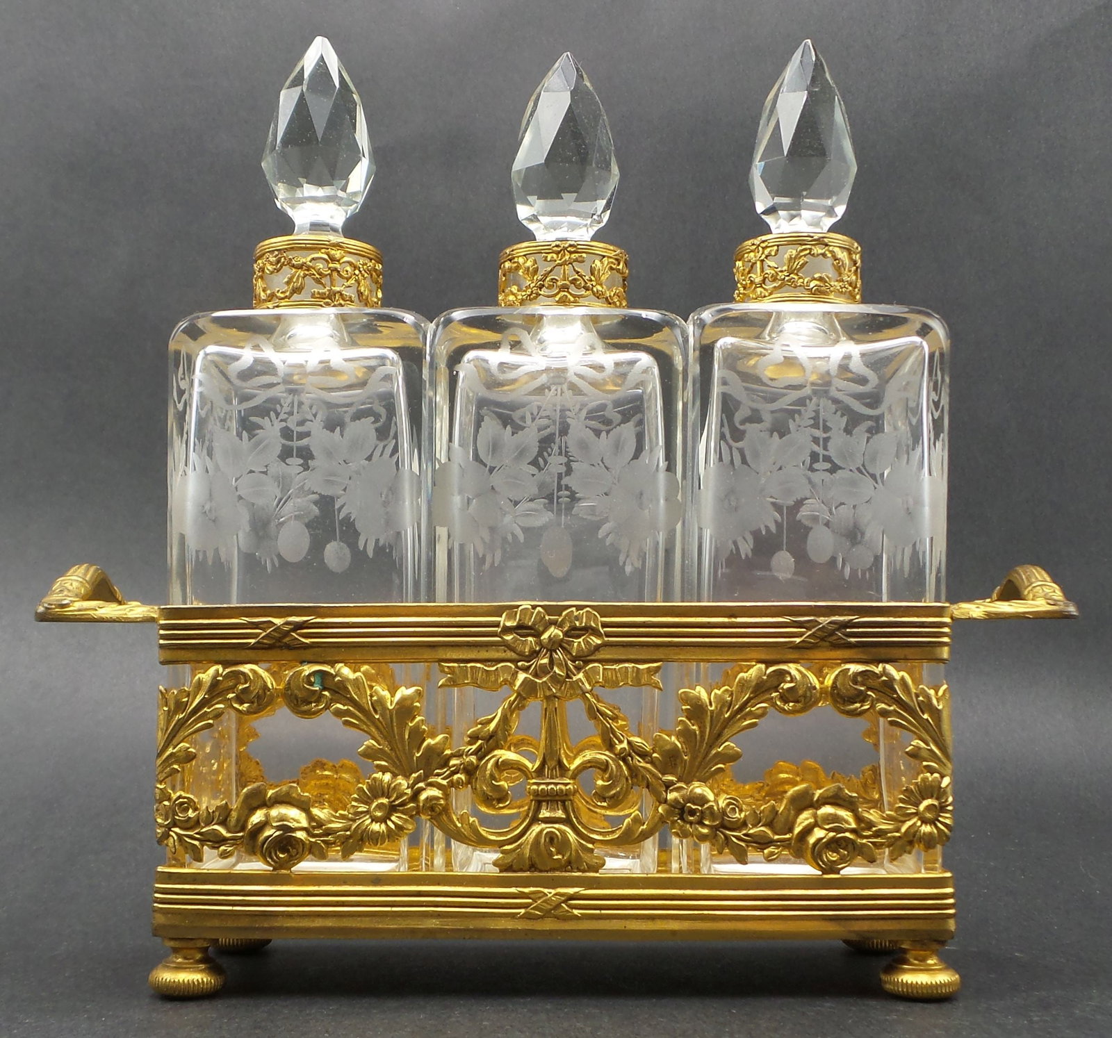 Rare Antique OVINGTON NY Ormulu Mounted Crystal Perfume Bottle Set attrib. to BACCARAT (1 of 20)