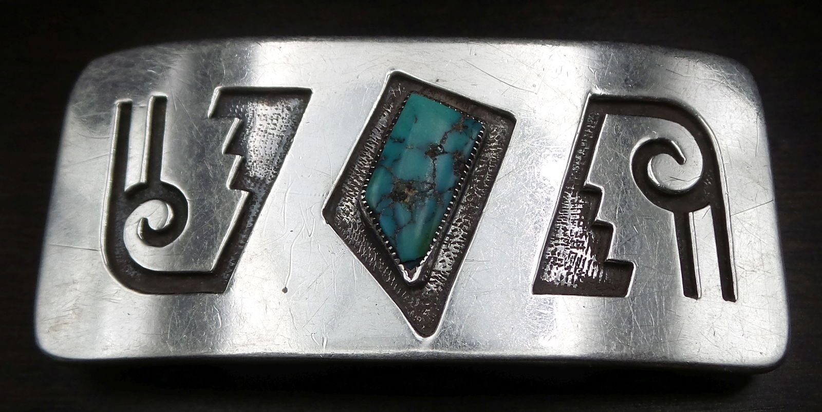 Vintage Mid-Century Mexican Sterling Silver & Turquoise Belt Buckle (1 of 6)