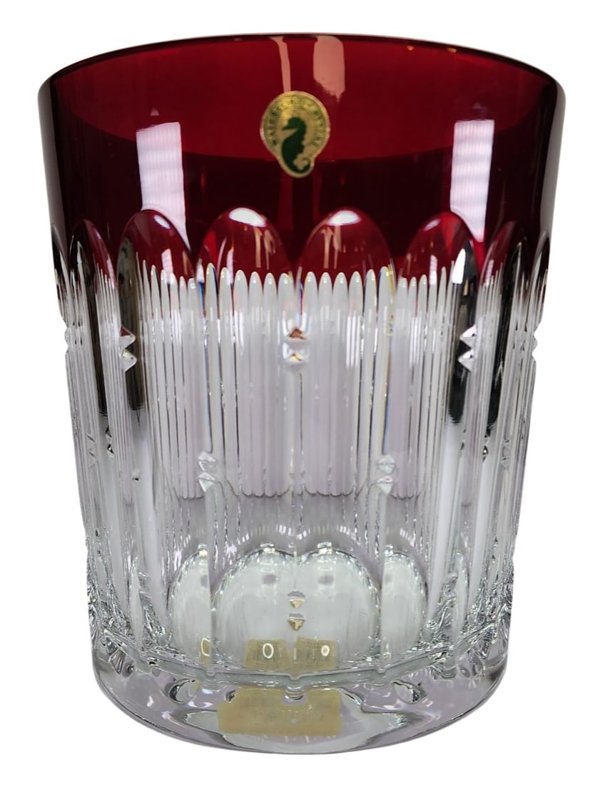 Rare Vintage WATERFORD Mixology TALON Red & Clear Lead Crystal Ice Bucket (1 of 8)