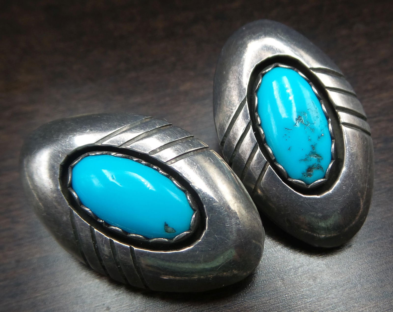 Vintage Southwestern Native American Navajo Sterling Silver Earrings - Signed (1 of 6)