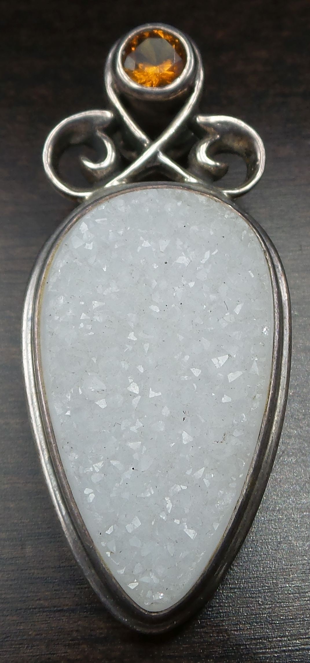 Vintage DECORTE Sterling Silver, Geode & Madeira Citrine Designer Pendant (1 of 6)