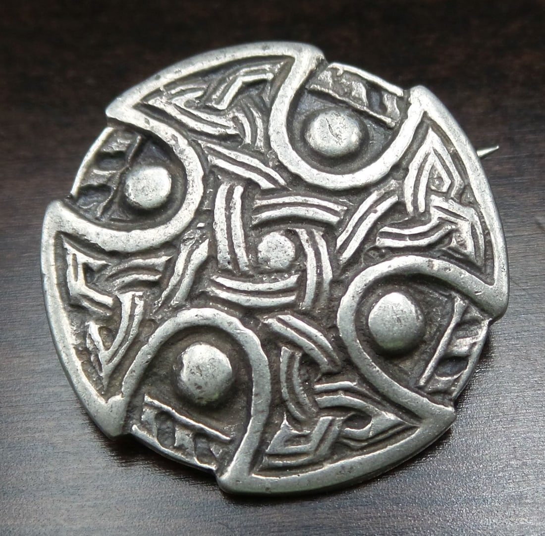 Antique Irish Sterling Silver Celtic Cross Brooch / Pin (1 of 4)