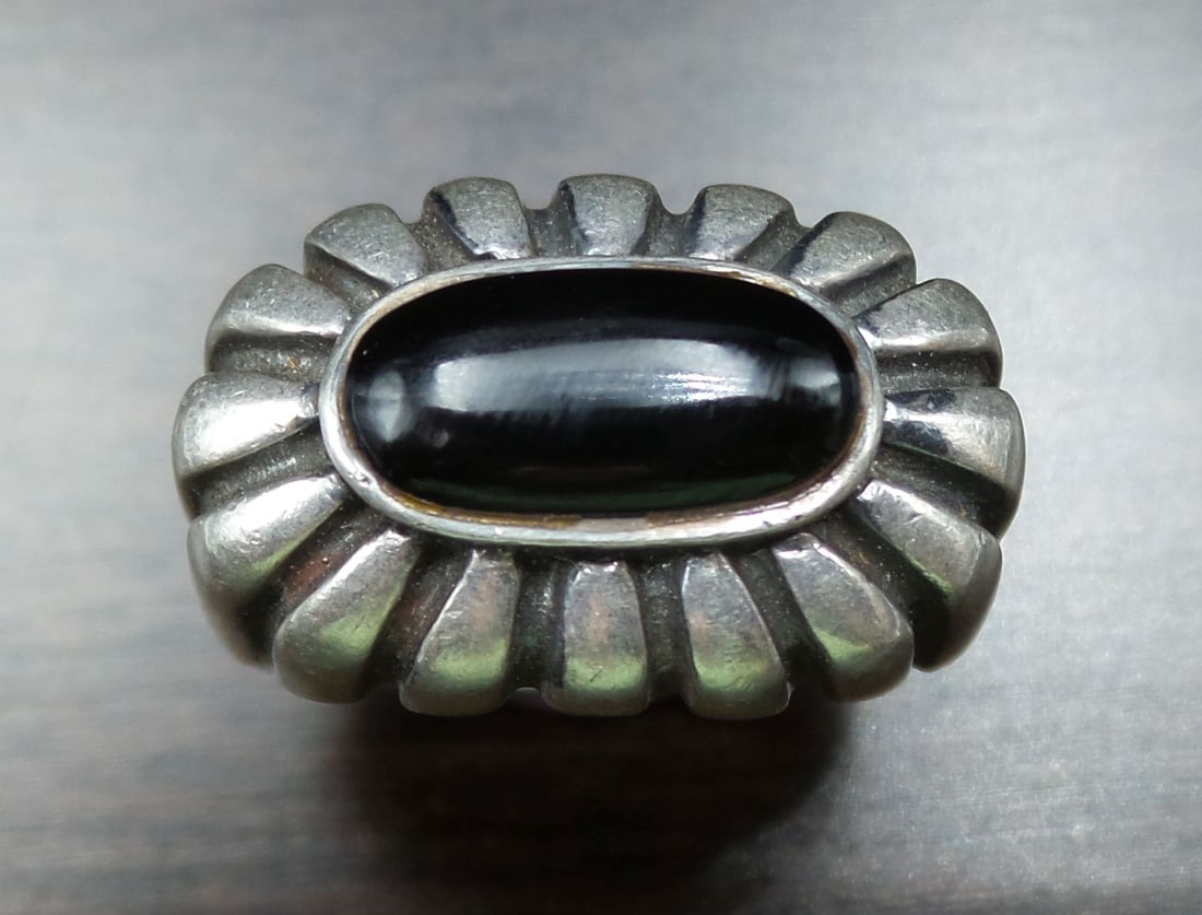 Vintage Mid-Century Sterling Silver & Black Onyx Ring (1 of 6)