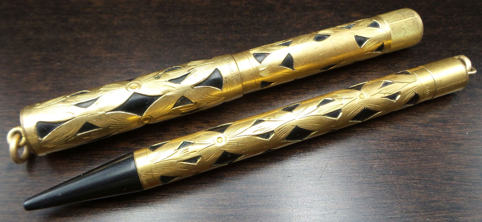 Rare Vintage 1920 WATERMAN 0552 Gold Filled Basketweave Pen & Pencil Set (1 of 6)