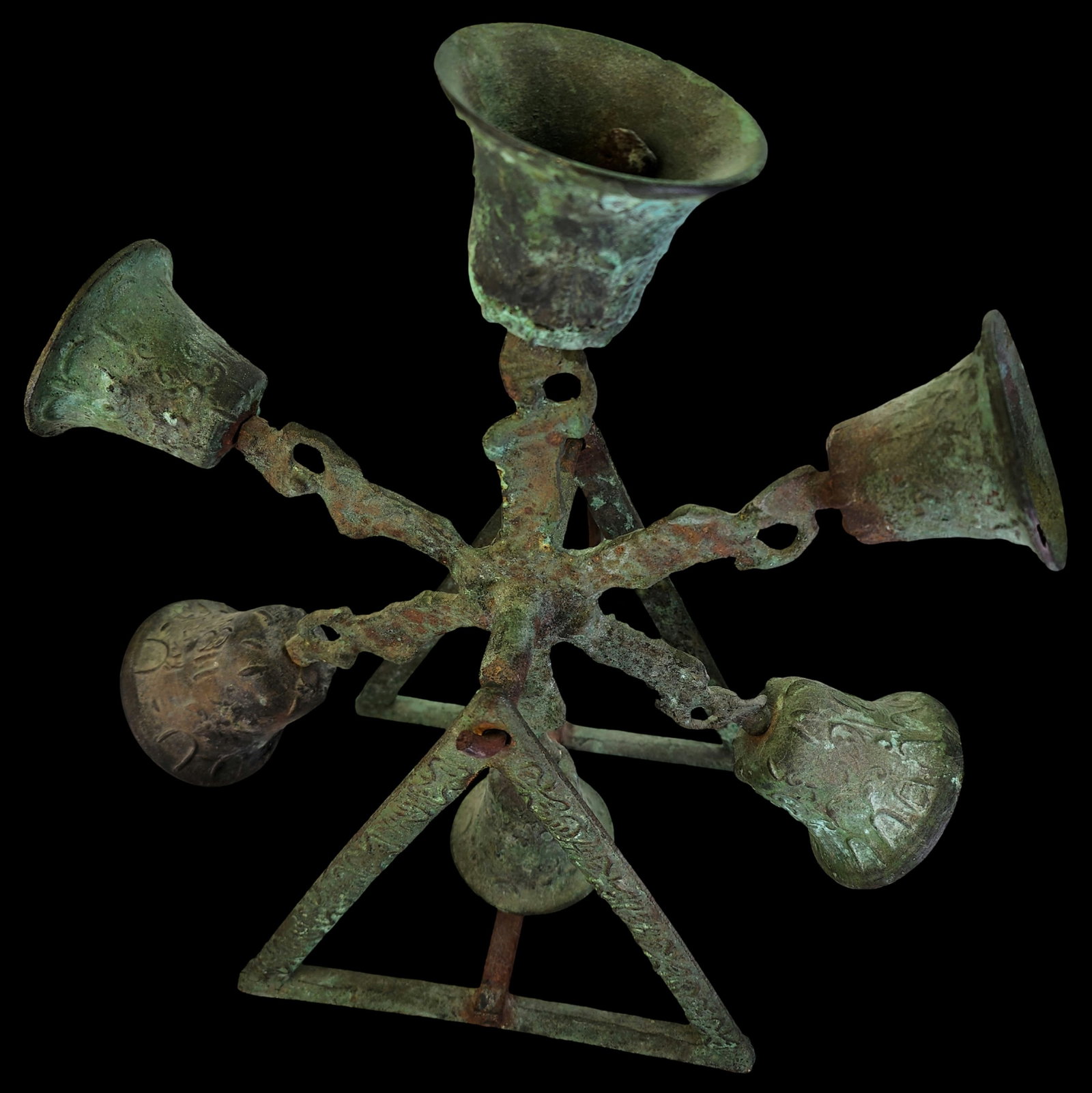 Antique Southwestern or Mexican Iron & Bronze Rotating Mission Bell(s) (1 of 15)