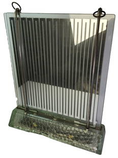 Rare Vintage Art Deco SAINT GOBAIN France Glass Heater by Rene Coulon: Originally designed and exhibited at the Paris 1937 Worlds Fair, this iconic piece currently occupies permanent status in the Cooper Hewitt Museum, and the National Design Museum of the Smithsonian In