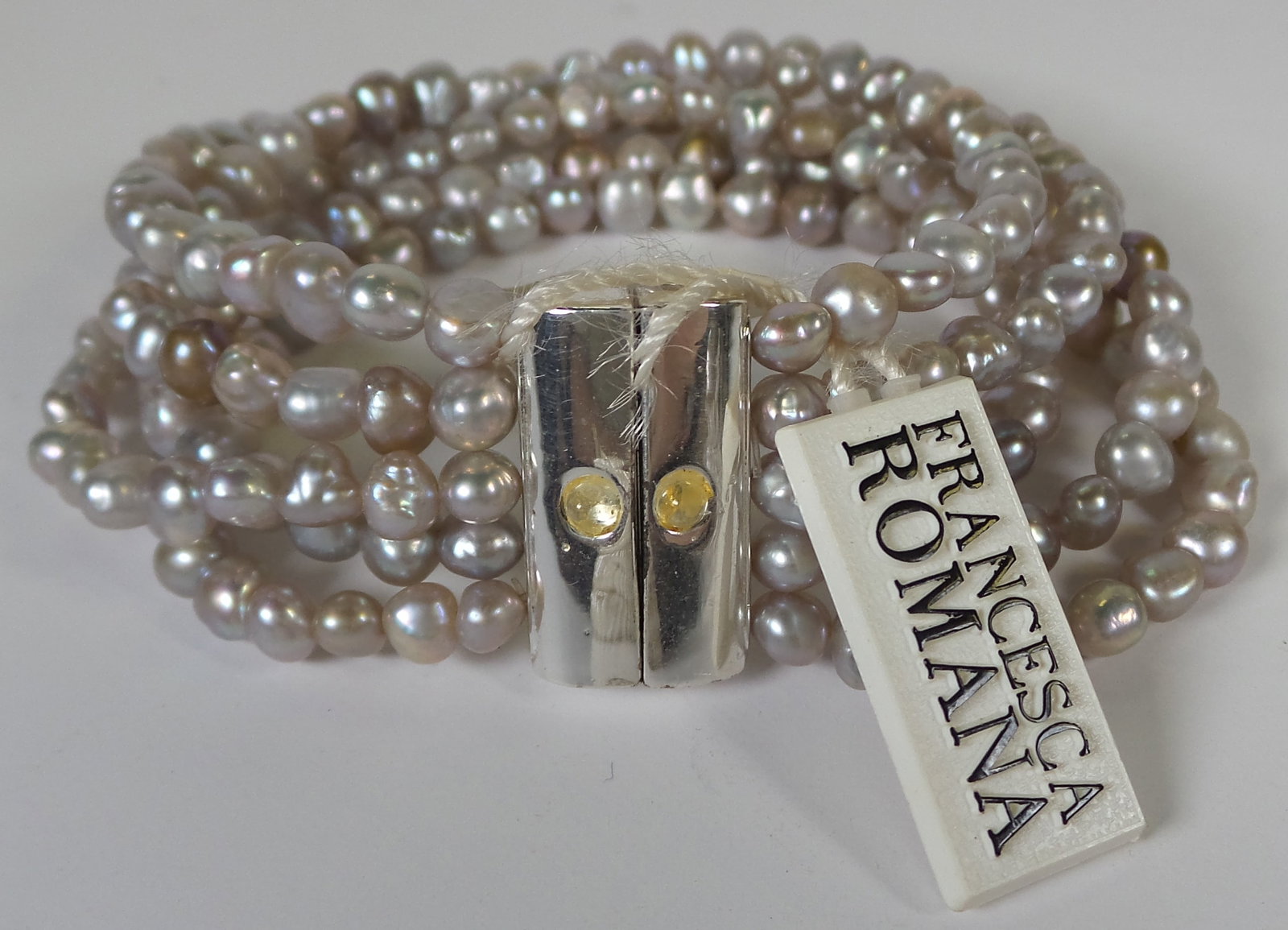 Rare 1980/90s FRANCESCA ROMANA Italy Pearl & Gemstone Choker Necklace (1 of 5)