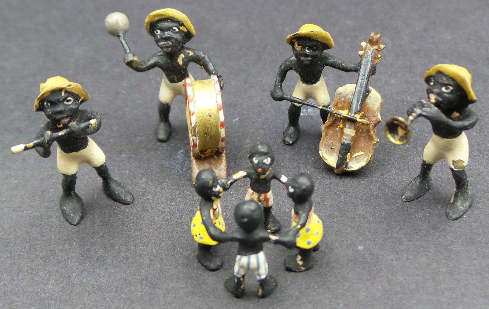 Rare Antique Austrian Cold Painted Bronze "Band & Dancing Children" Figurines (1 of 8)