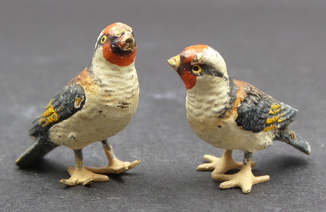 Antique Austrian Cold Painted Bronze "Finch" Figurines (1 of 7)