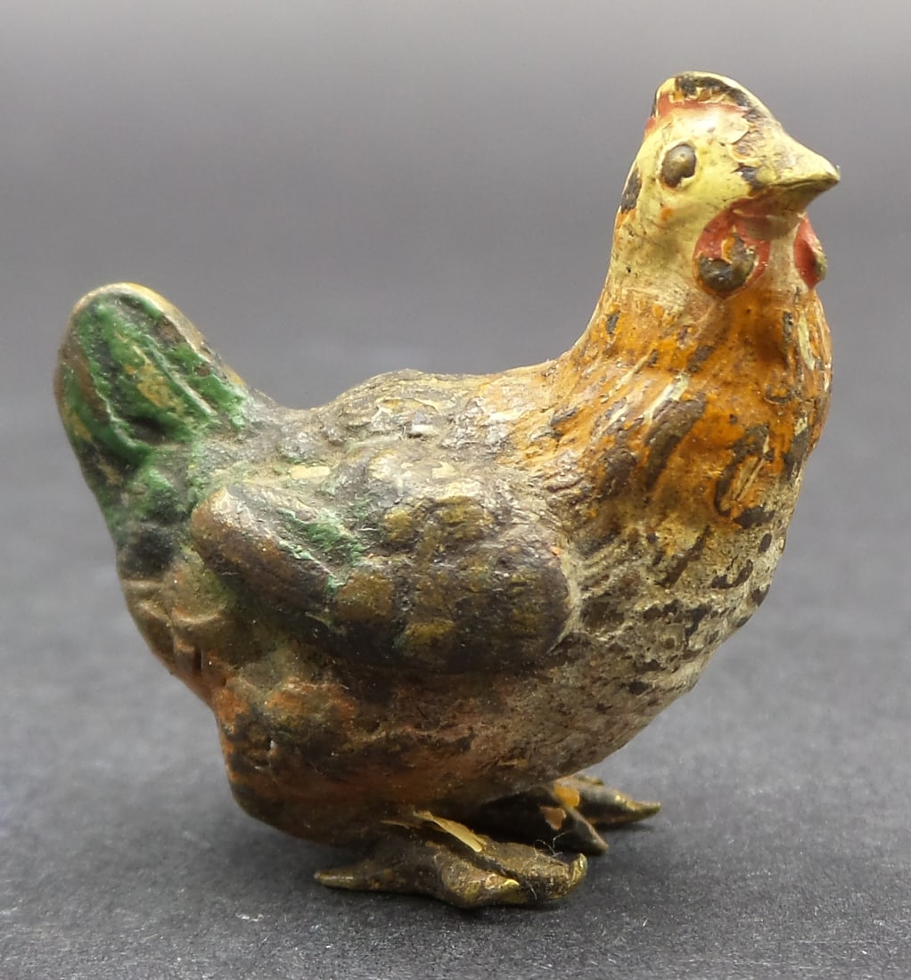 Antique Austrian Cold Painted Bronze "Chicken" Figurine (1 of 8)