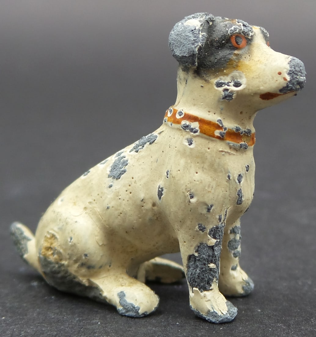 Antique Austrian Cold Painted Bronze "Sitting Dog" Figurine (1 of 6)