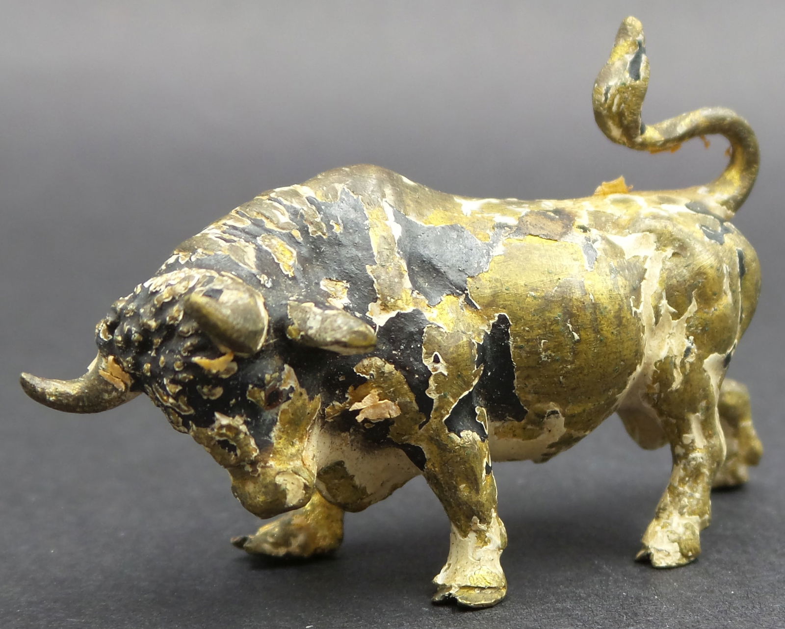 Antique Austrian Cold Painted Bronze "Raging Bull" Figurine (1 of 7)