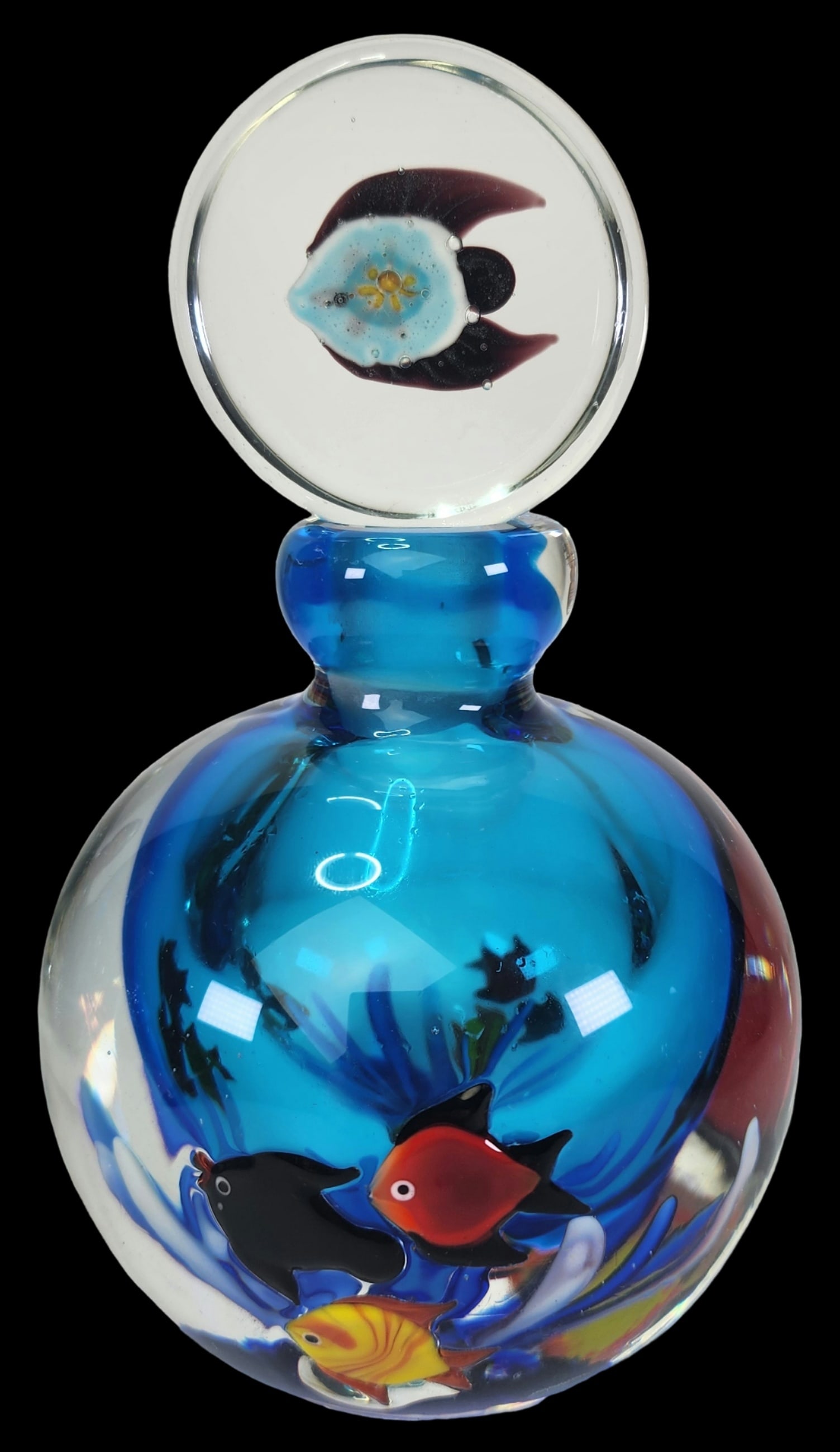 Unusual Vintage "Aquarium" Ocean Theme Art Glass Perfume Bottle (1 of 8)