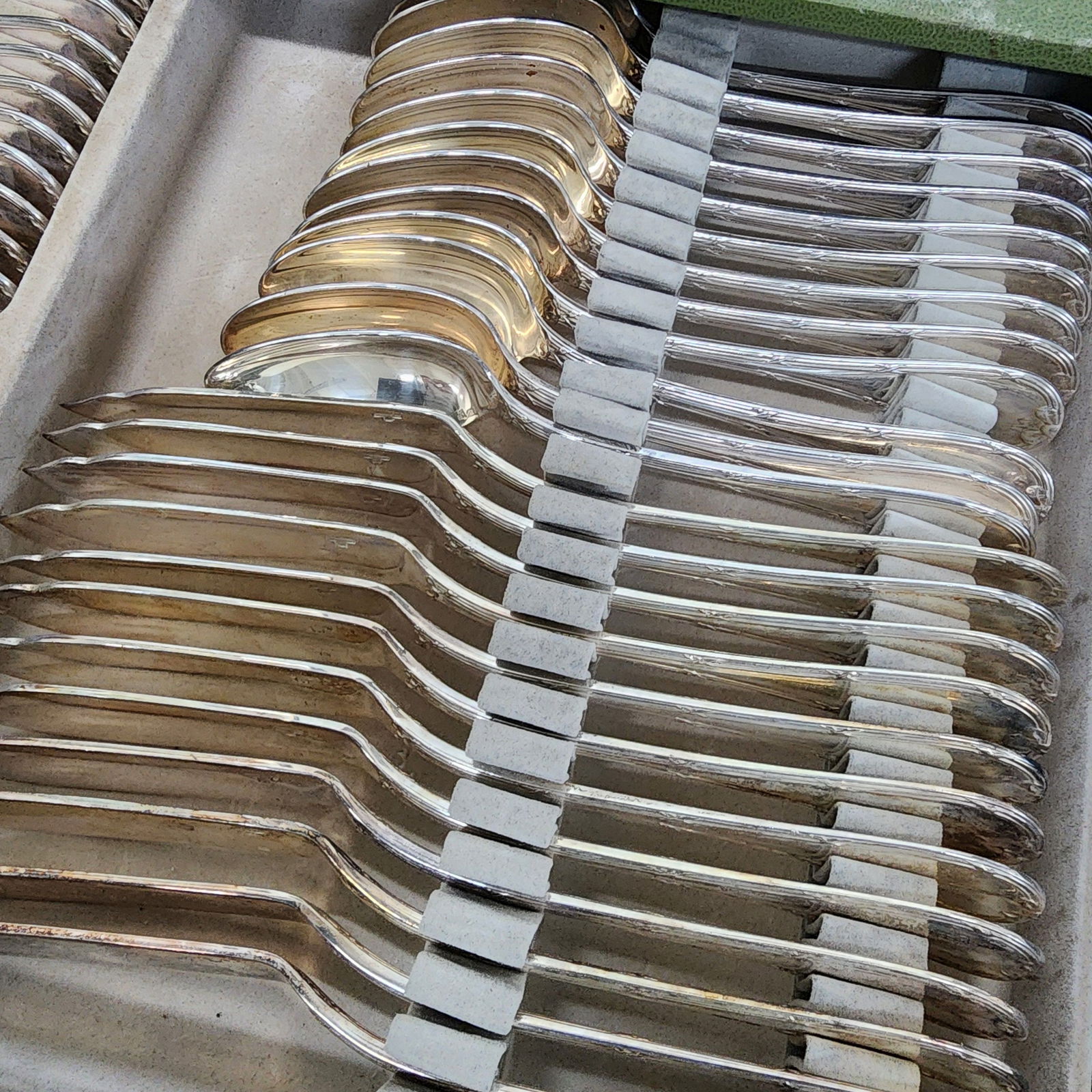 Vintage CHRISTOFLE France Silver Plated "RUBANS" Flatware Set - 108 Pieces in Original Case (1 of 9)