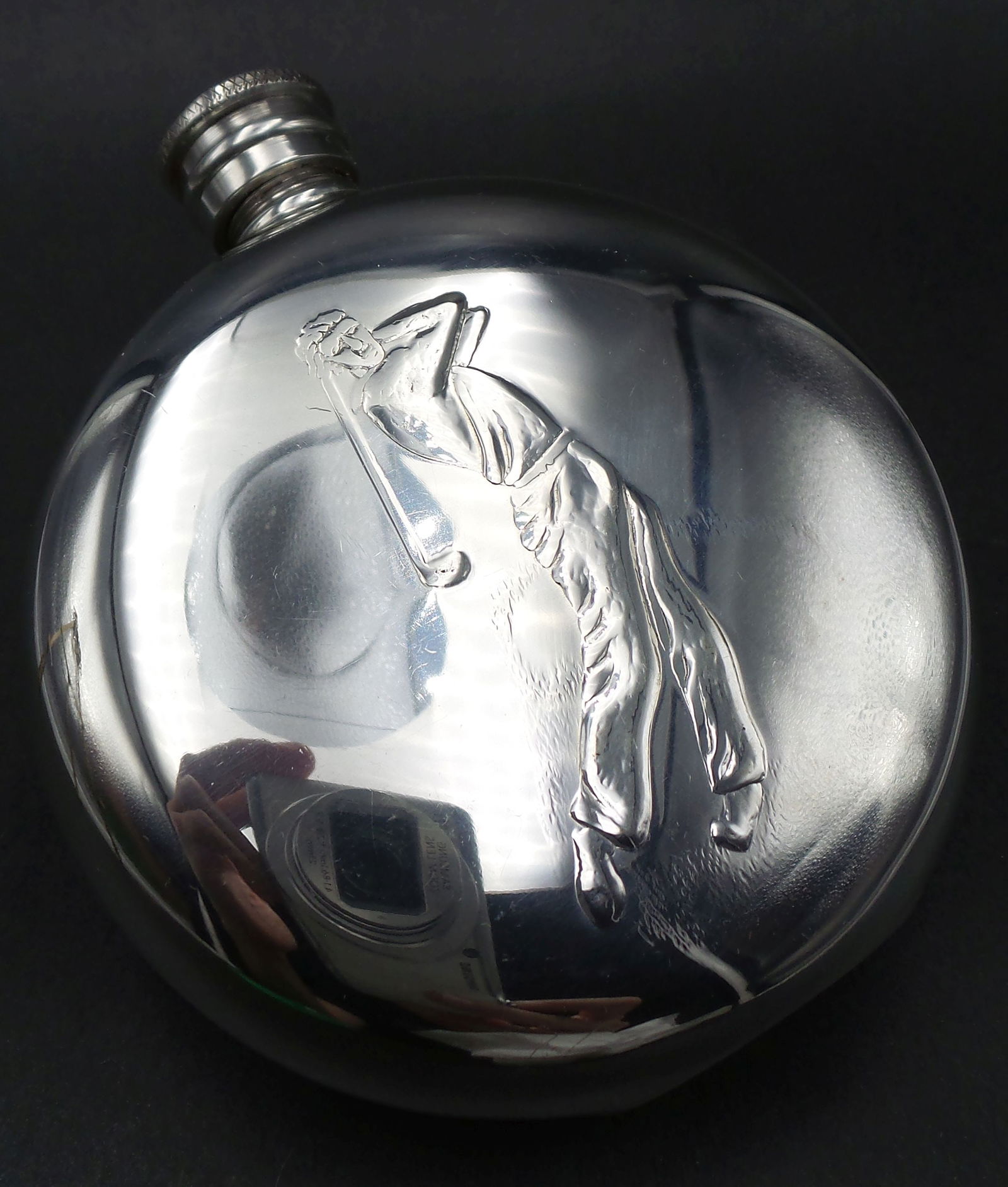 Vintage English Pewter Golfer's Flask (1 of 4)