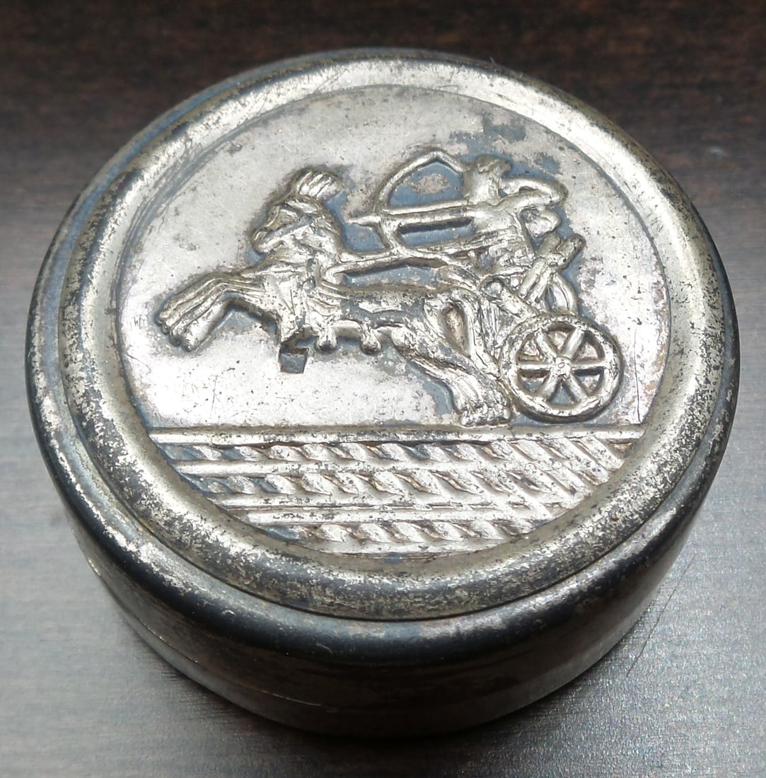 Unusual & Ornate Vintage Egyptian Revival Sterling Silver Pill Box (1 of 6)