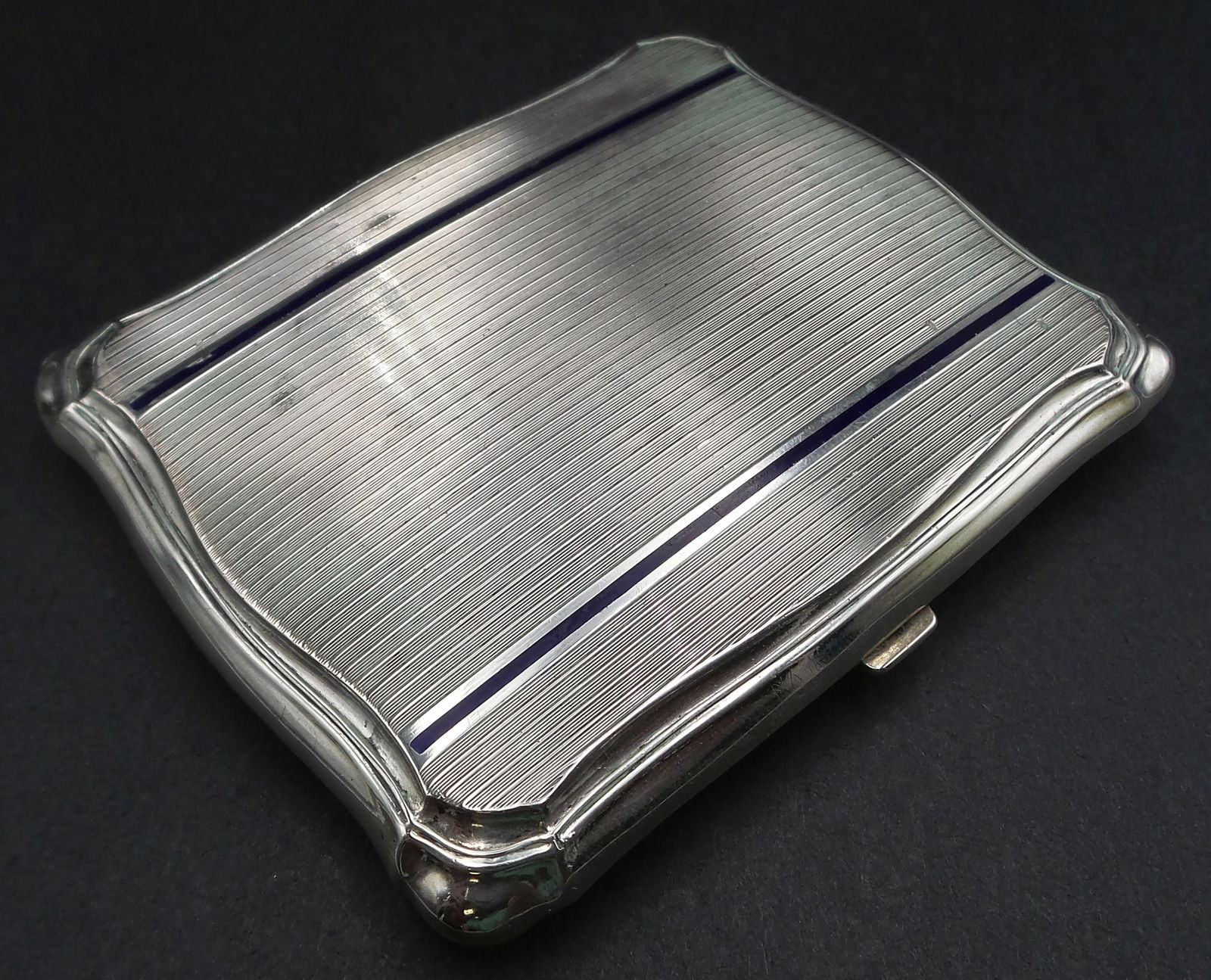Vintage 1930s Art Deco European 800 Silver & Blue Enamel Cigarette Case (1 of 8)
