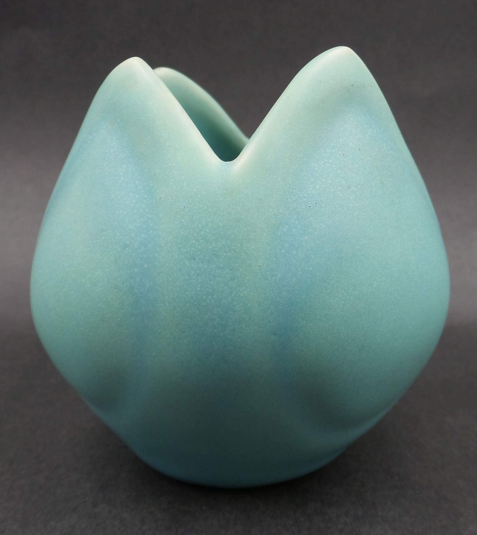 Beautiful Vintage VAN BRIGGLE Bluish-Green Glazed Flower Bud Shaped Art Pottery Vase (1 of 7)