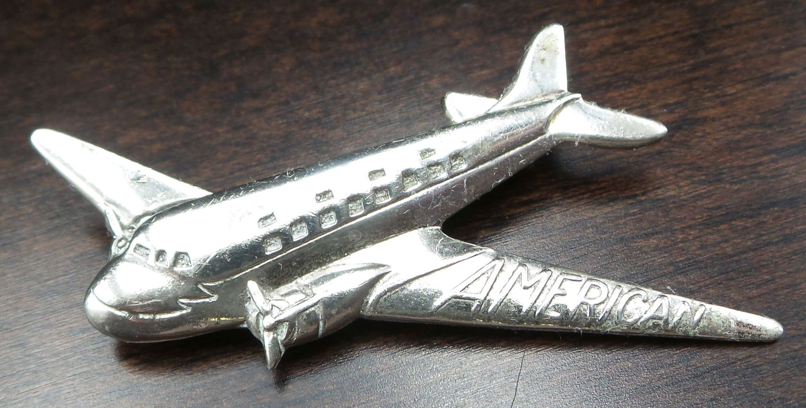Rare Vintage Mid-Century AMERICAN AIRLINES Sterling Silver Airplane Pin (1 of 4)