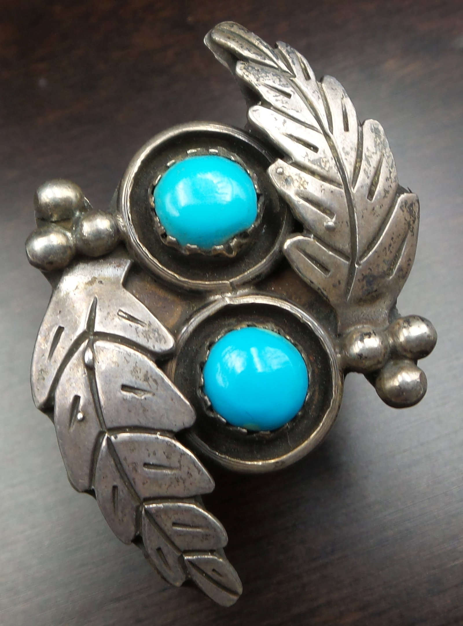 Large Vintage Mid-Century Native American Sterling Silver & Turquoise Ring (1 of 5)