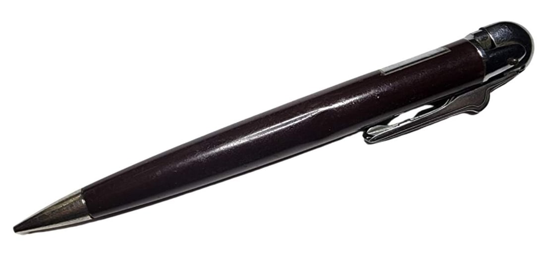 Vintage Mid-Century RONSON England "Penciliter" Pencil & Lighter: Vintage original Ronson "Penciliter" in Dark Brown Bakelite shell with silver-plated trims. The Pencil is in good vintage condition (with a small dent) and will need new lead and a new flintstone. Mad