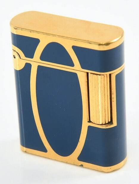 Rare Vintage S.T. DUPONT Soubreny Baalbek Blue Lacquer & Gold "GREAT GATSBY" Lighter (1 of 6)