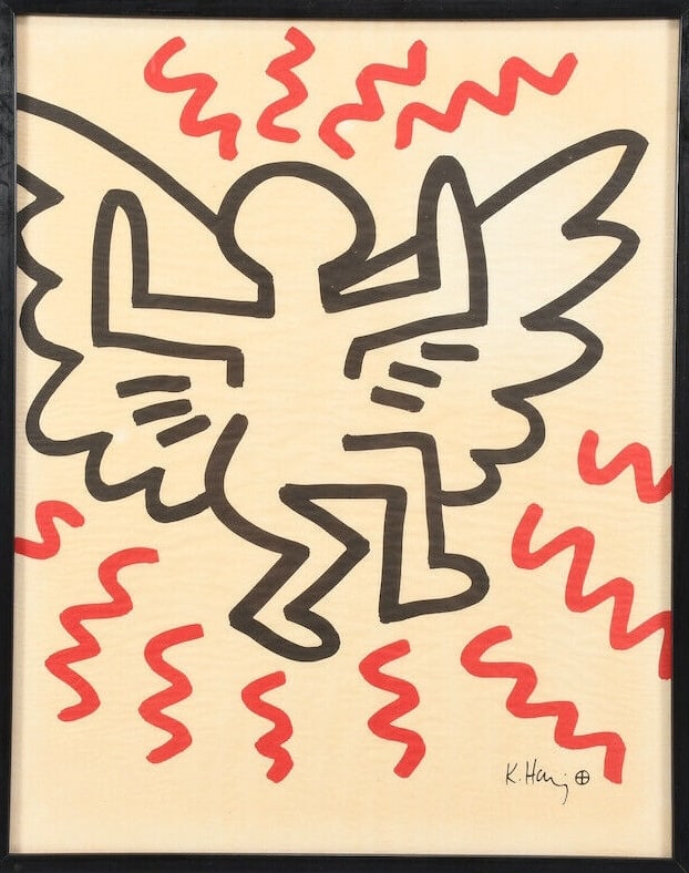 Rare KEITH HARING (1958-1990) 1982 Bayer Suite "Angel" Ltd. Ed. Offset Lithograph (1 of 6)