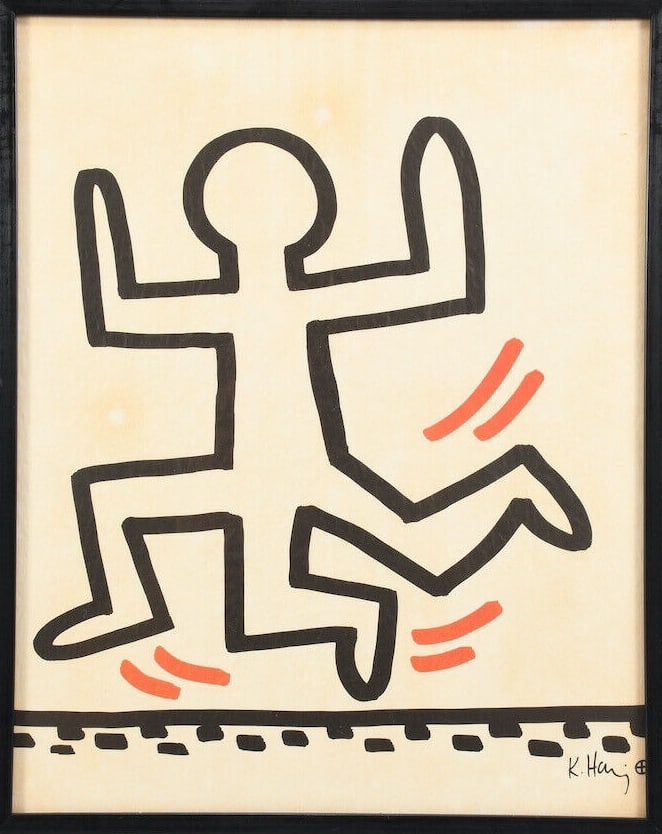 Rare KEITH HARING (1958-1990) 1982 Bayer Suite "Dancing Man" Ltd. Ed. Offset Lithograph (1 of 6)