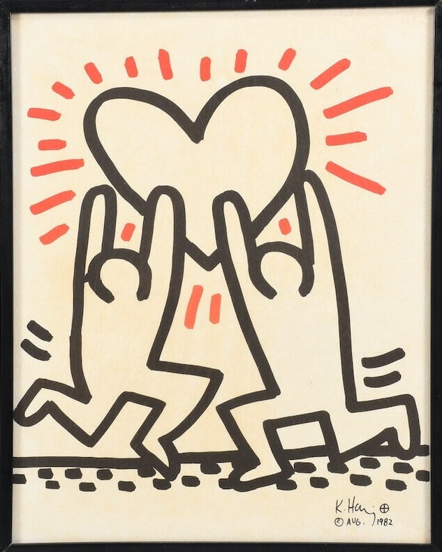 Rare KEITH HARING (1958-1990) 1982 Bayer Suite "All Heart" Ltd. Ed. Offset Lithograph (1 of 5)