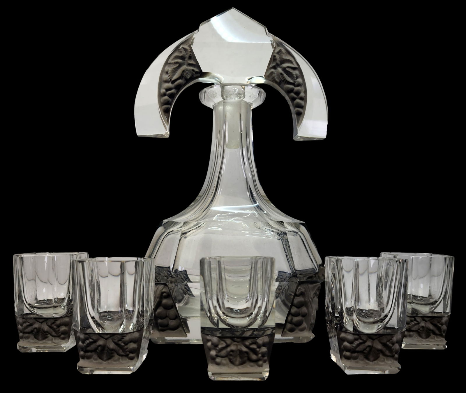 Vintage Art Deco Style Bohemian Hand Cut Art Glass Liquor Decanter Set (1 of 11)