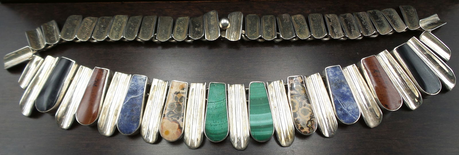 Massive Vintage TAXCO Mexico Sterling Silver & Gemstone Necklace (1 of 12)