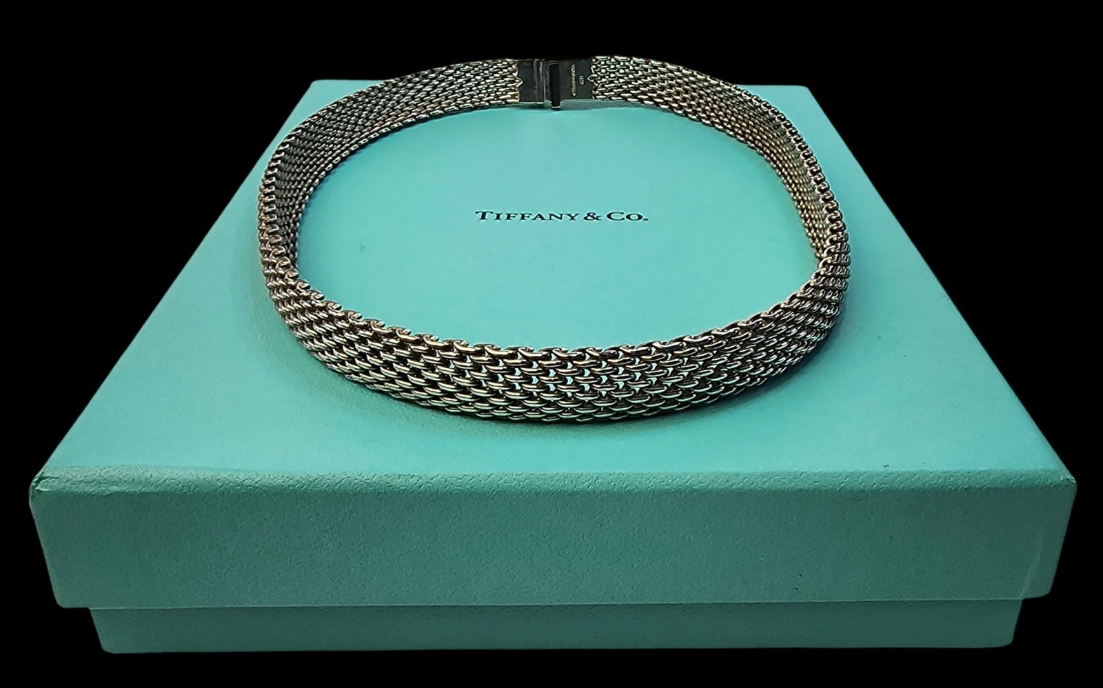 Vintage TIFFANY & CO Somerset Sterling Silver Necklace: This beautiful Tiffany & Co. mesh necklace is from the Somerset collection and is in excellent vintage condition; barely - if ever - worn. Very heavy and well made piece with an ingenious safety clasp
