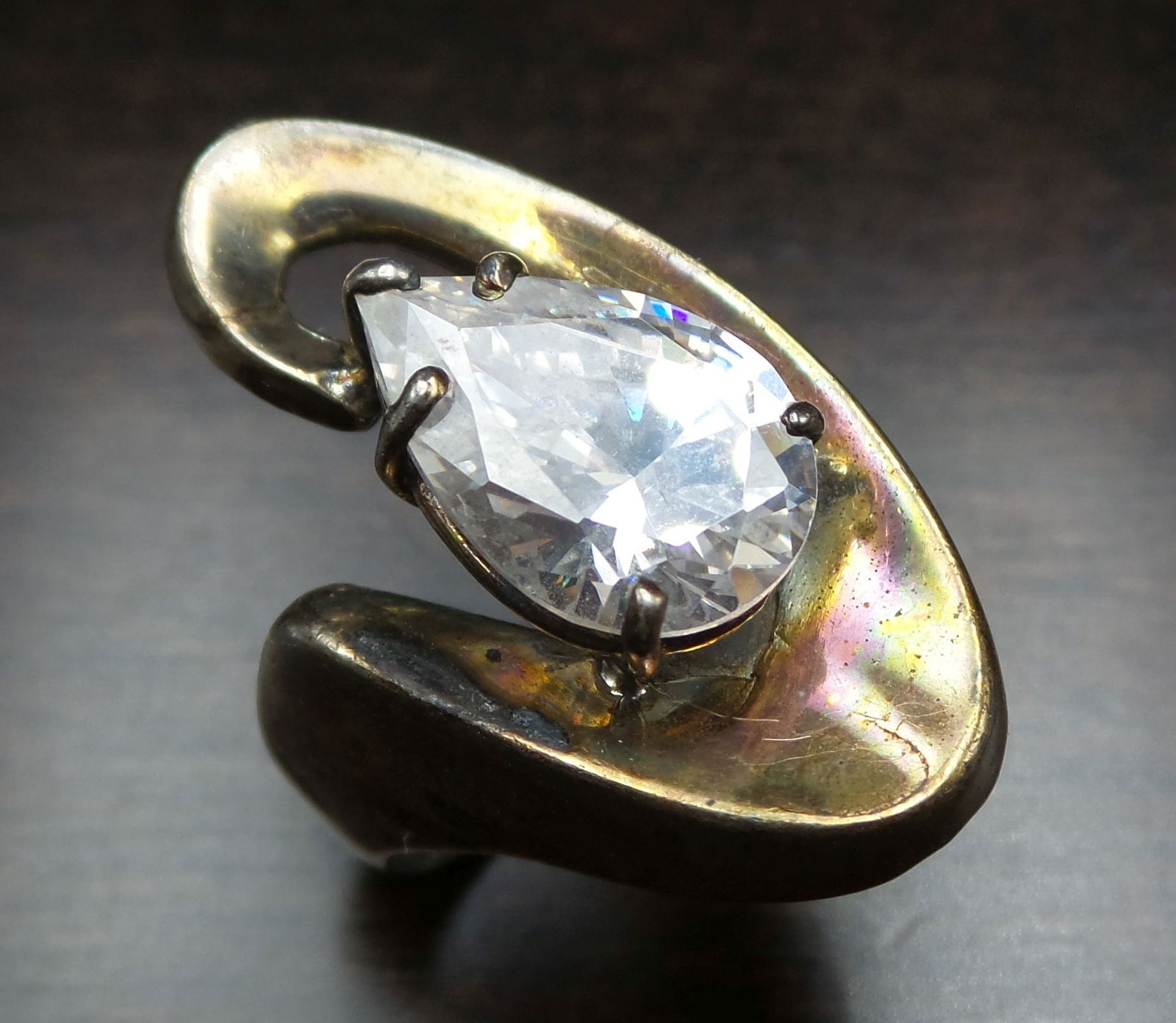 Vintage Mid-Century Modern Sterling Silver & Rhinestone Ring (1 of 5)