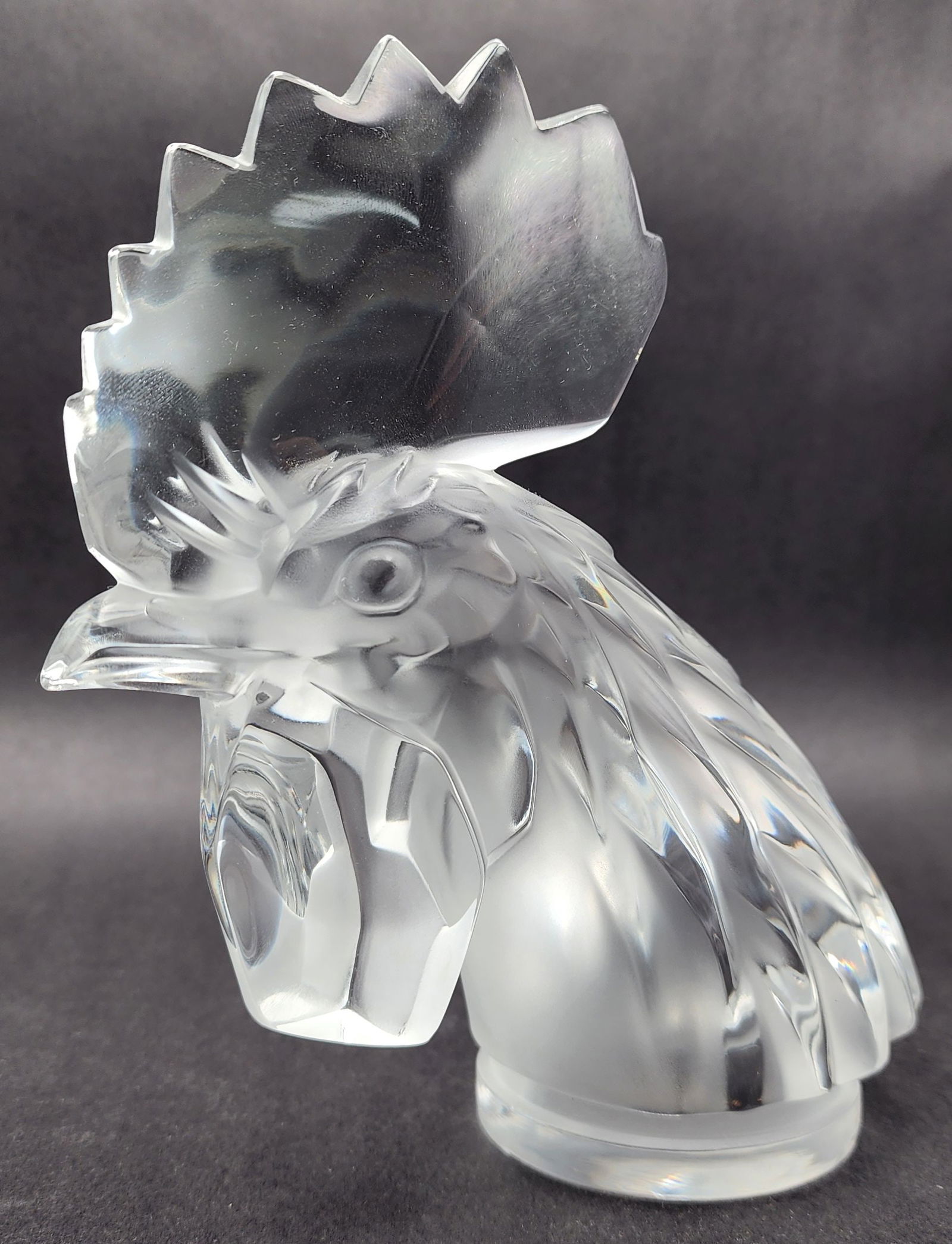Vintage LALIQUE France Crystal Tete de Coq Car Mascot Rooster Figurine (1 of 9)