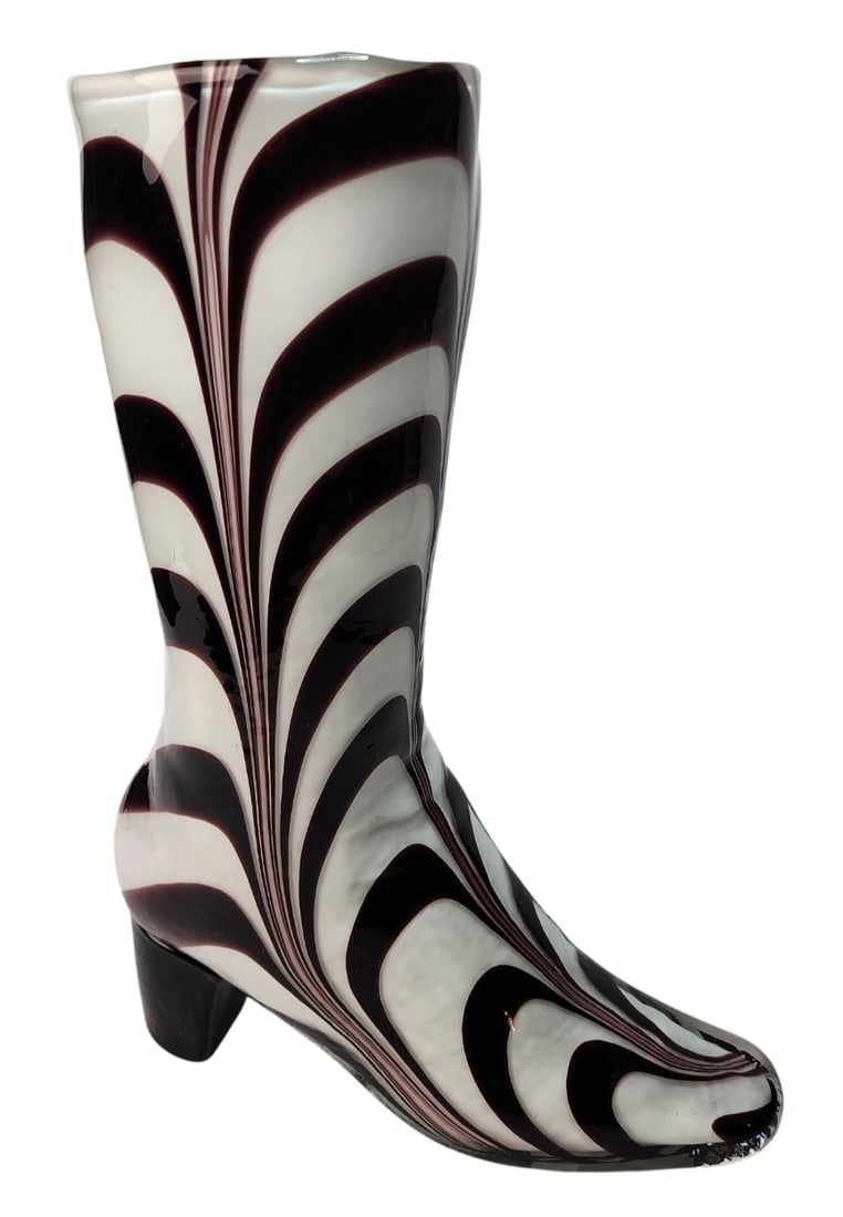 Rare Vintage MURANO Italy Red & White Art Glass Boot Vase (1 of 10)