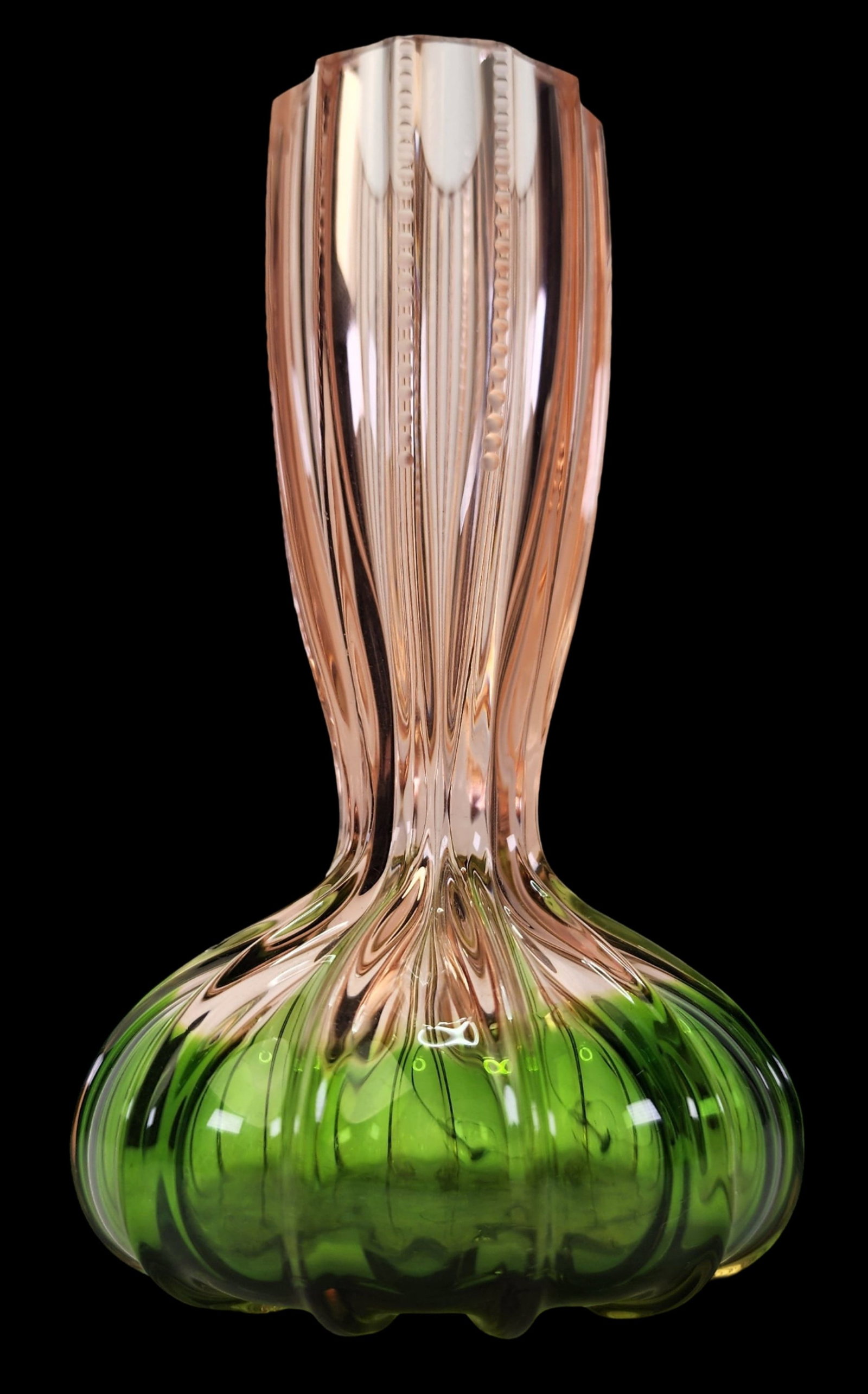Rare ca. 1920 "Rubina Verde" Watermelon Art Glass Vase (1 of 10)