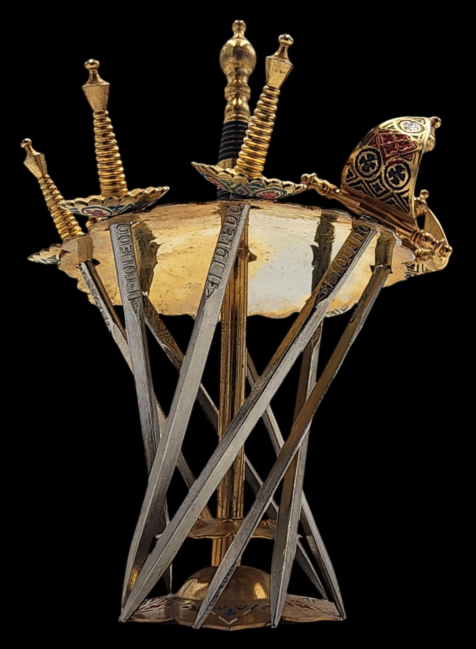 Set of Vintage Spanish Toledo Cocktail Swords /w Table Stand (1 of 5)