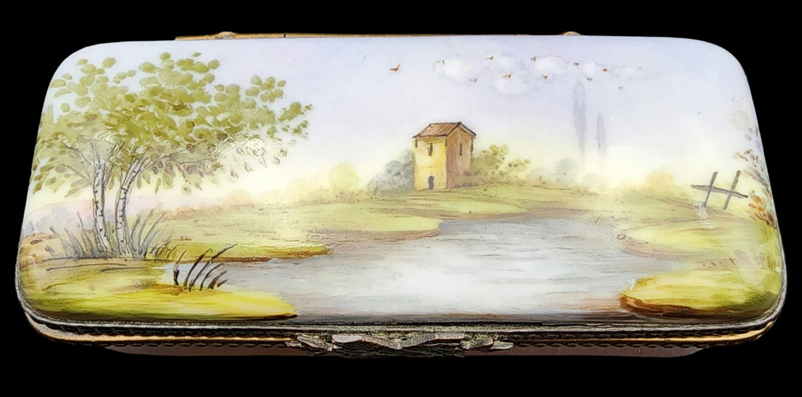 Antique European Hand Painted Porcelain Landscape Trinket Box (1 of 8)