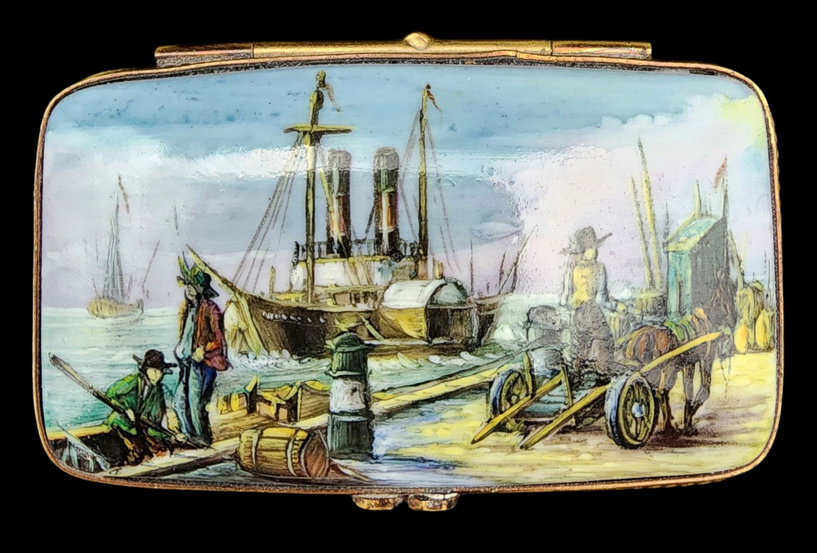 Antique European Hand Painted Porcelain Stamp Box (1 of 8)