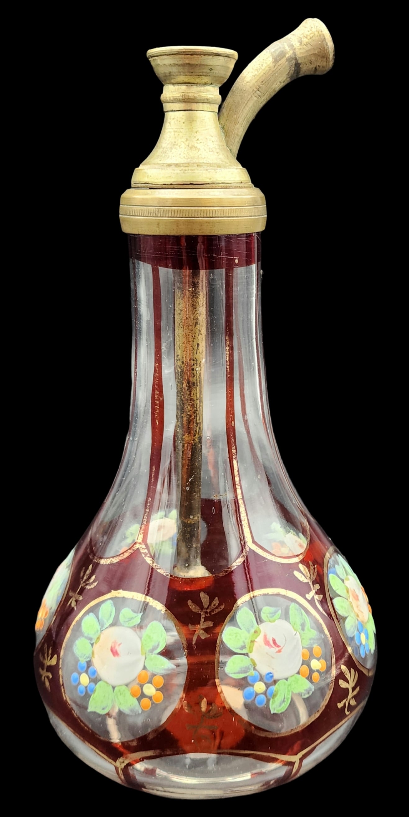 Rare Antique 19th Cent. Bohemian Hand Cut & Enameled Glass Hookah for Ottoman Market (1 of 6)