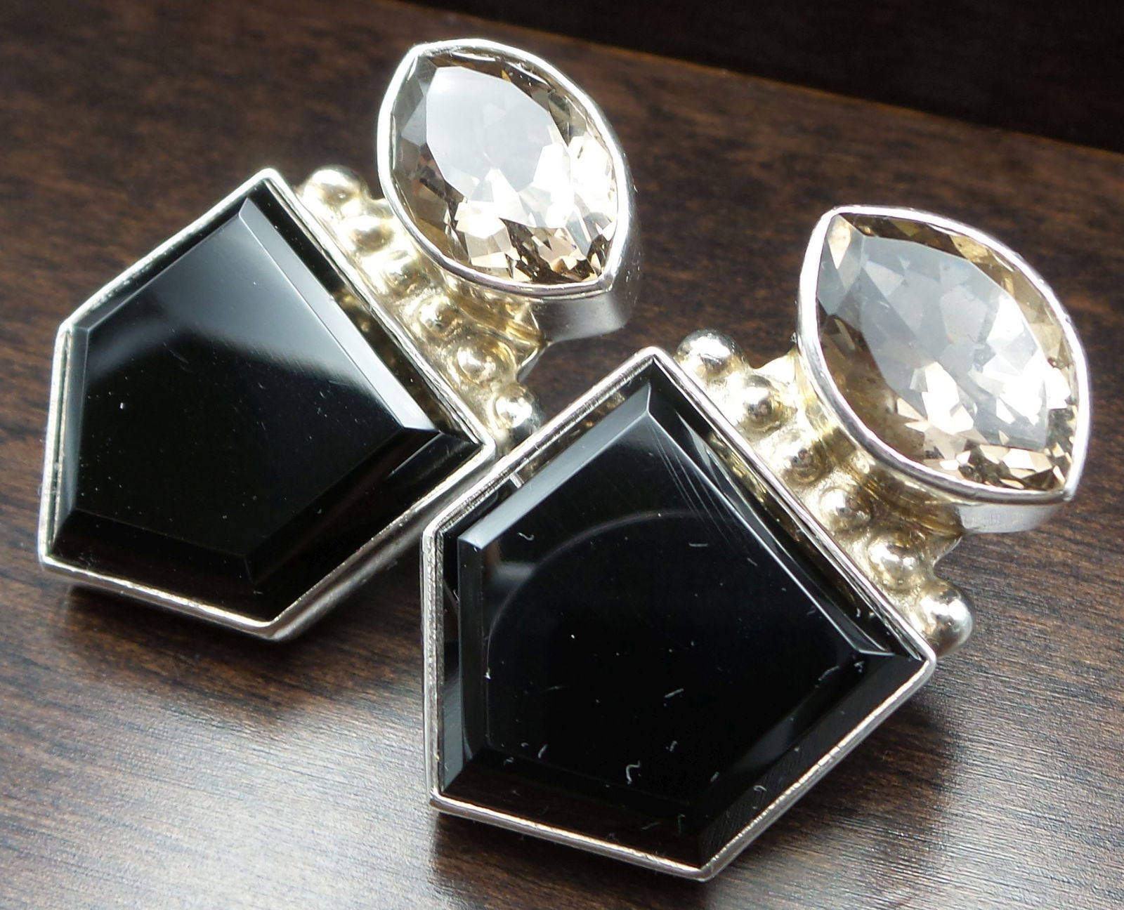 Pair of Signed Vintage Sterling Silver & Gemstone Designer Earrings (1 of 8)