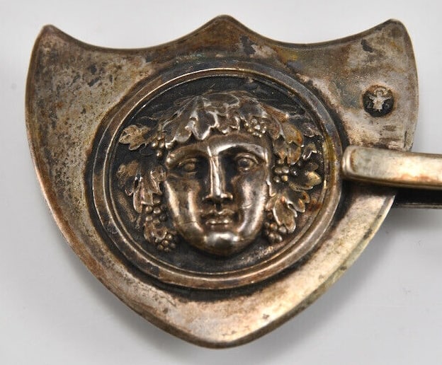 Very Rare 1750s German 800 Silver Bacchus Head Robe Clasp (1 of 5)