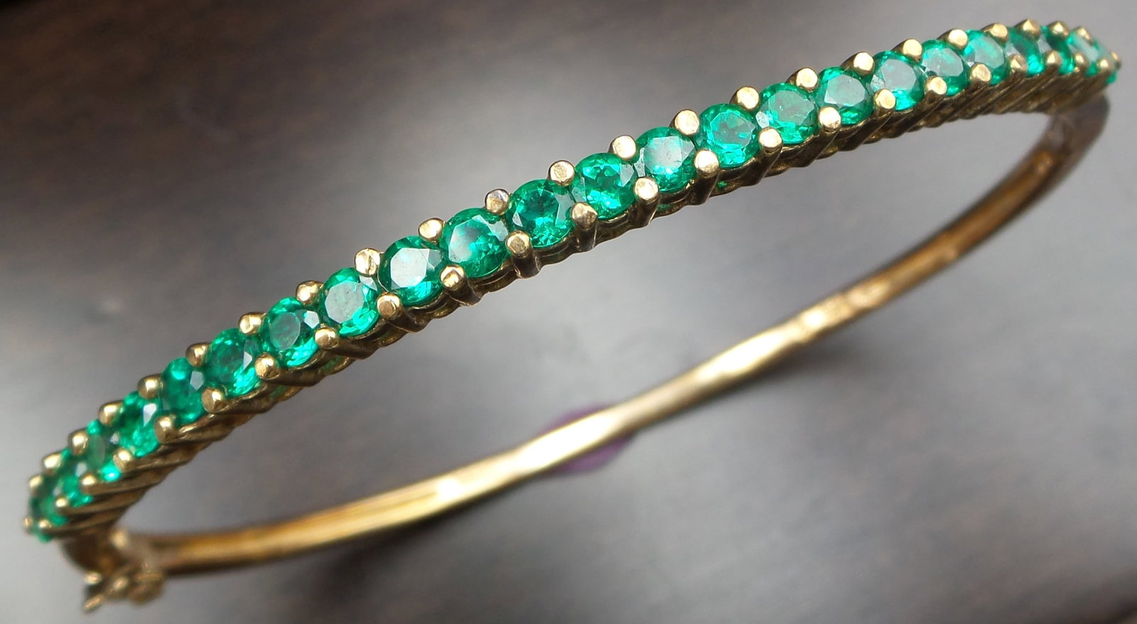 Vintage Gold Plated Sterling Silver & Green Rhinestone Bracelet (1 of 4)
